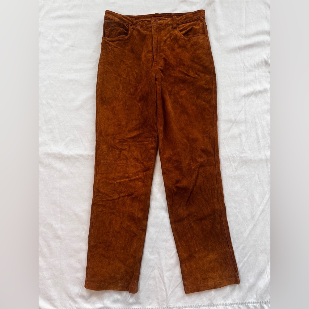 Nordstrom 100% Leather Cognac Pants | Size 8